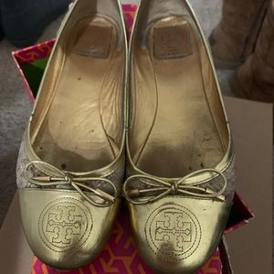 Tory Burch gold flats